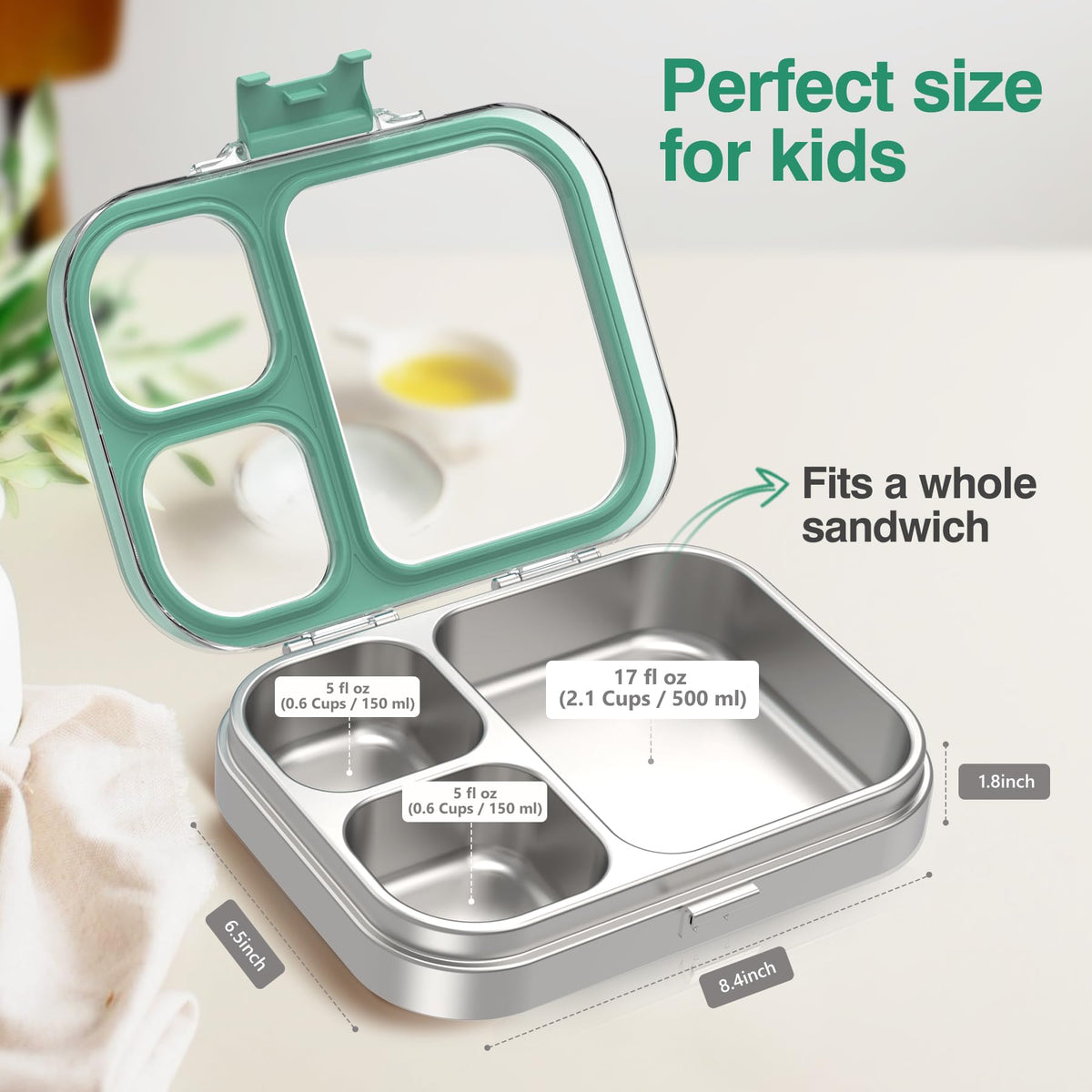 HOMEKOL bento side compartments keep fruit and snacks organized for balanced meals.
