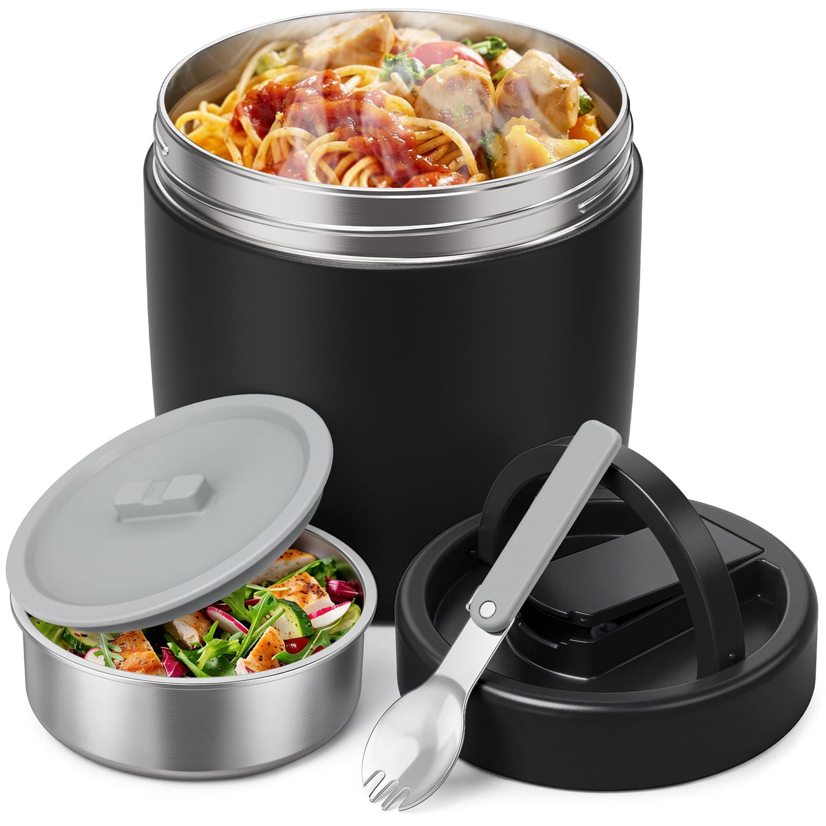 HOMEKOL Thermo hot soup jar offers a portable hot meal for busy days.