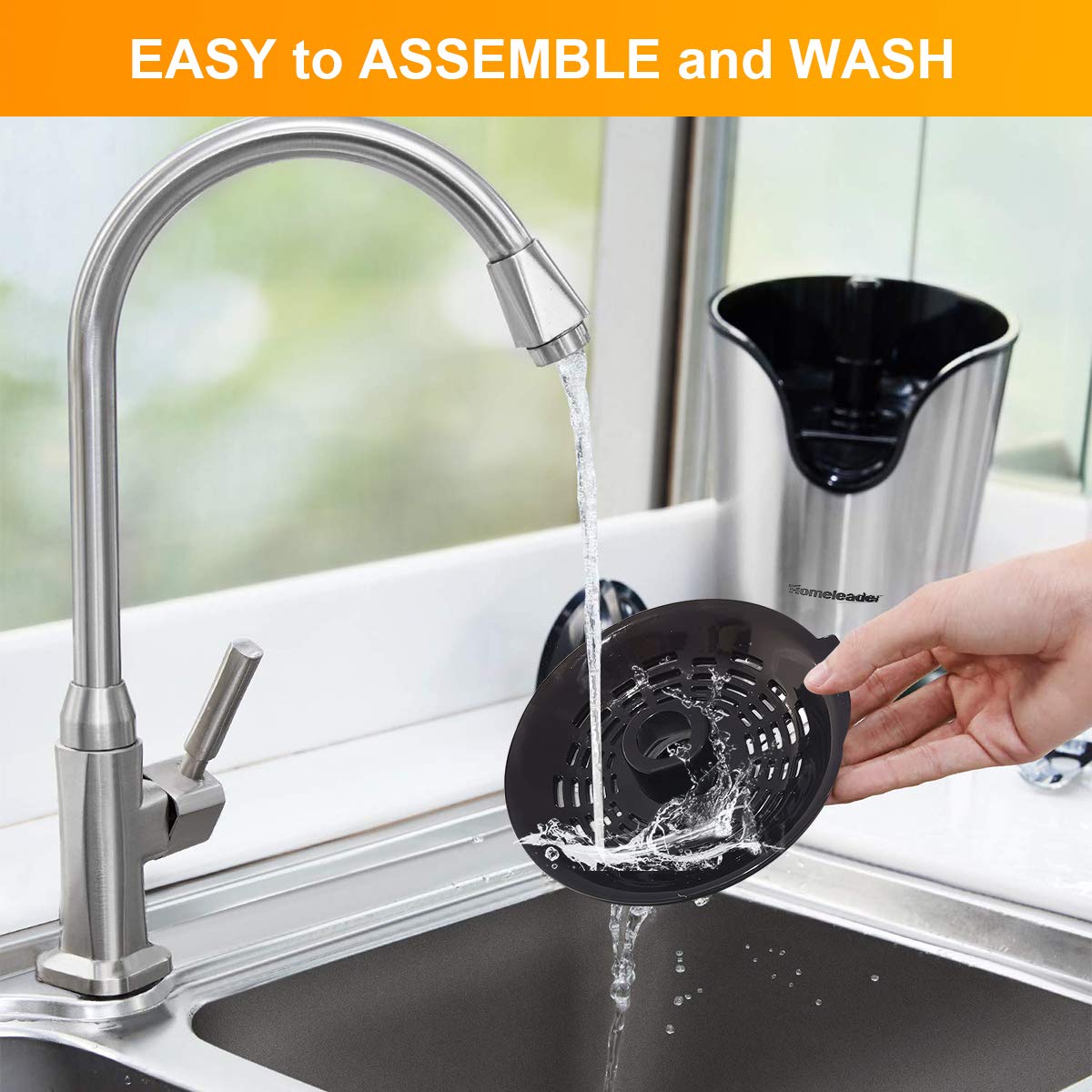 Easy disassembly in Homeleader juicer facilitates quick cleaning after use.