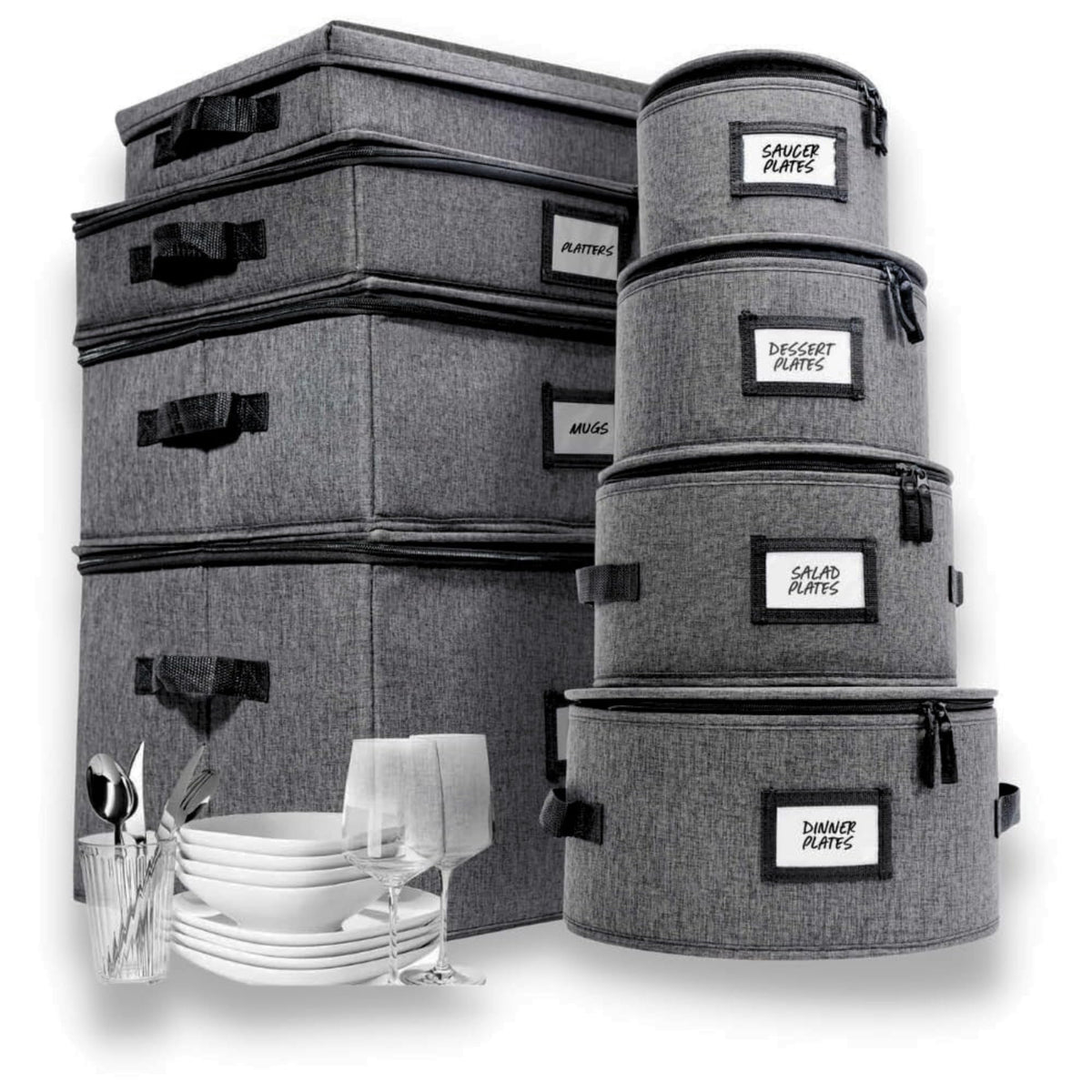 HOMELUX THEORY 8-piece china storage box viewed from the top showing sturdy handles.
