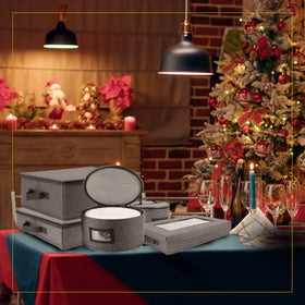 HOMELUX THEORY durable hard shell design ideal for stackable storage.