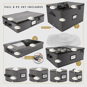 HOMELUX THEORY plate storage compartments organized for dinnerware.