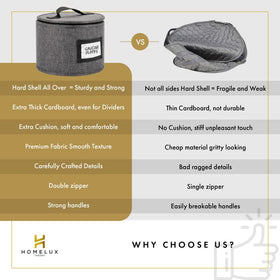 HOMELUX THEORY wine glass storage with individual sleeves for protection.