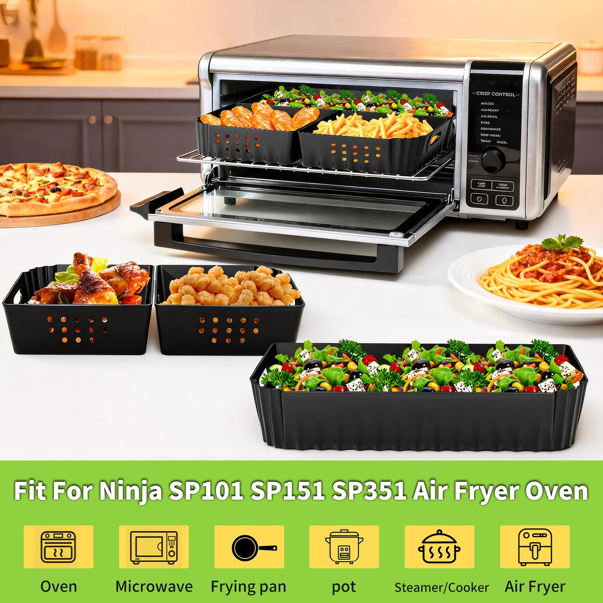 HOMELYLIFE 3-pack design for Ninja SP101 enables multi-dish capability.