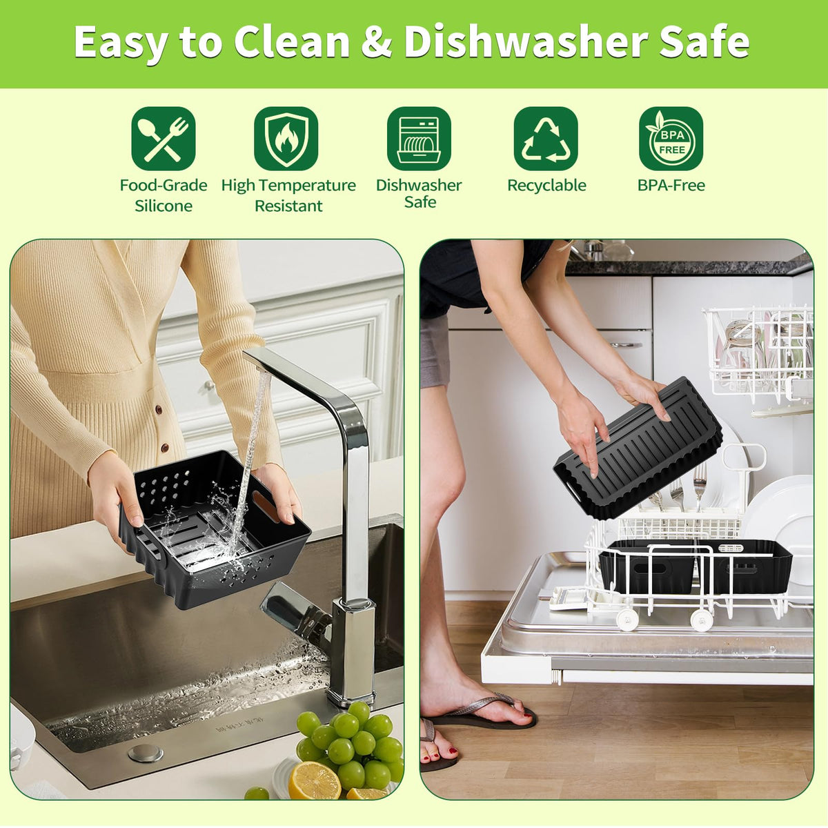 HOMELYLIFE silicone liner is oven and microwave safe for versatile use.