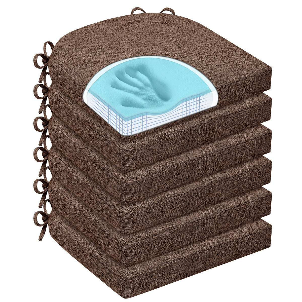 HOMELYSIAN chair cushions with non-slip bottom and ties keep dining chairs steady.