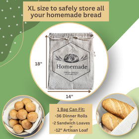Homemakers Harmony sourdough bag set, 18x14 inches for large loaves