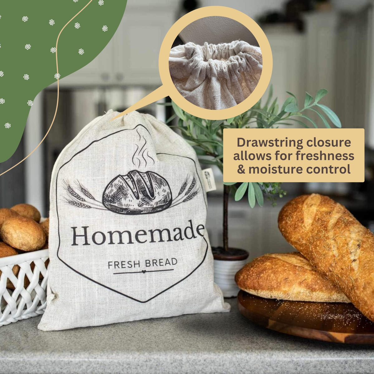 Homemakers Harmony two-pack bread bags fold compactly for storage