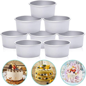 HomeMall 4-Inch round cake pan set for even baking on mini cakes.