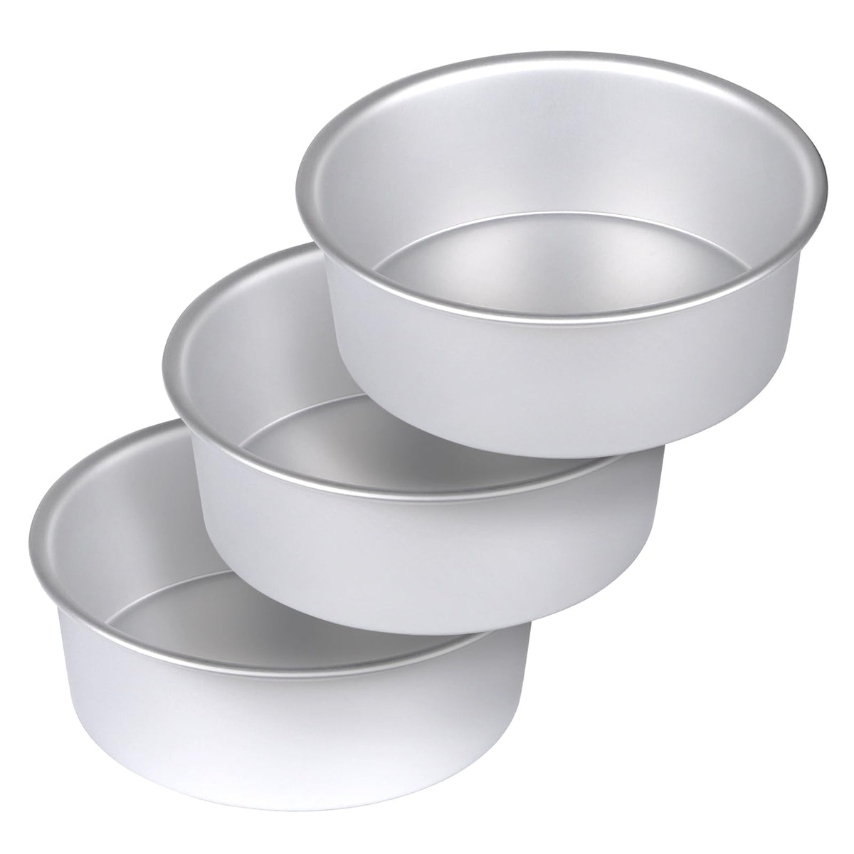 HomeMall 8-inch round cake pan set, front view, ready for even baking.
