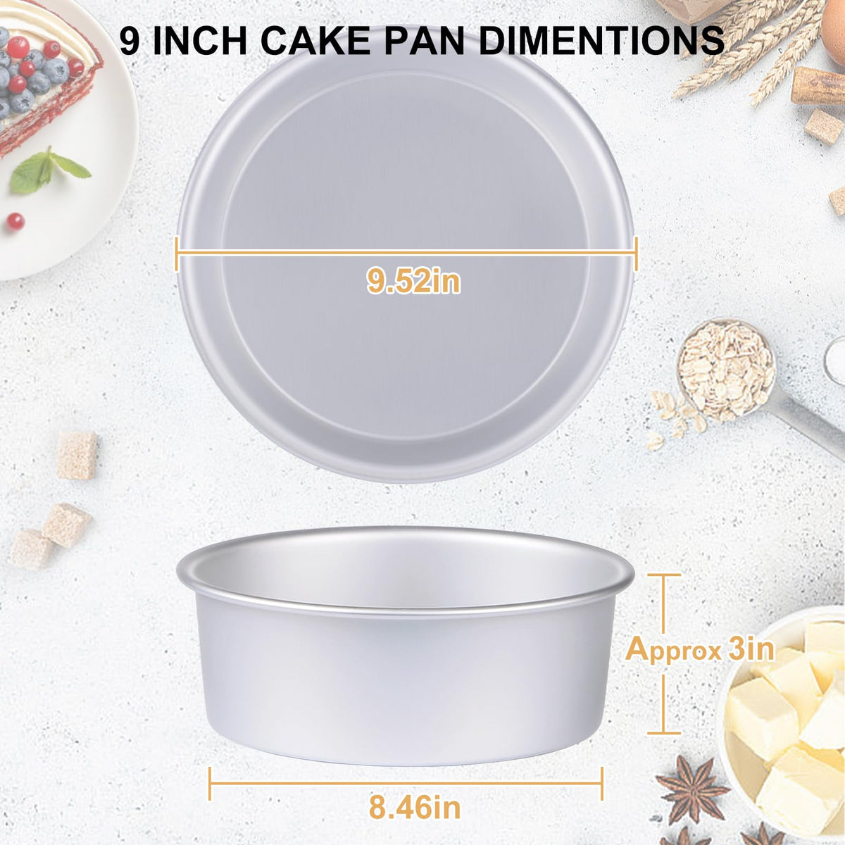 HomeMall multi-use round pans suit ice cream cakes, brownies, and quiches.