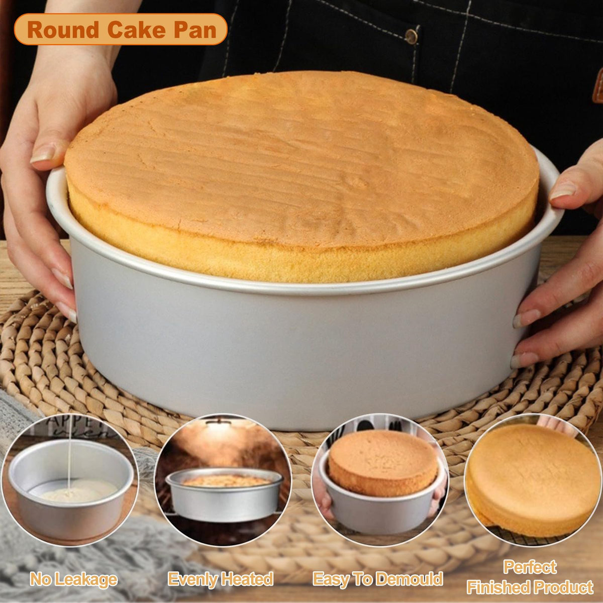 HomeMall round cake pan set 10-inch view, perfect for larger celebrations and multiple servings.