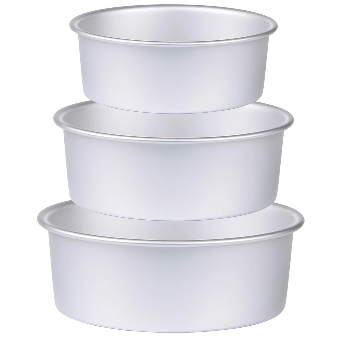 HomeMall round cake pan set 6-inch view, even heat for consistent mini layer cakes.