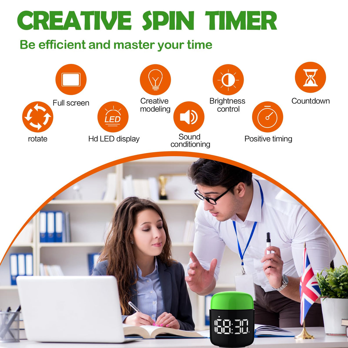 Homemelinda Table Twist Timer auto-dims for energy-saving brightness control.