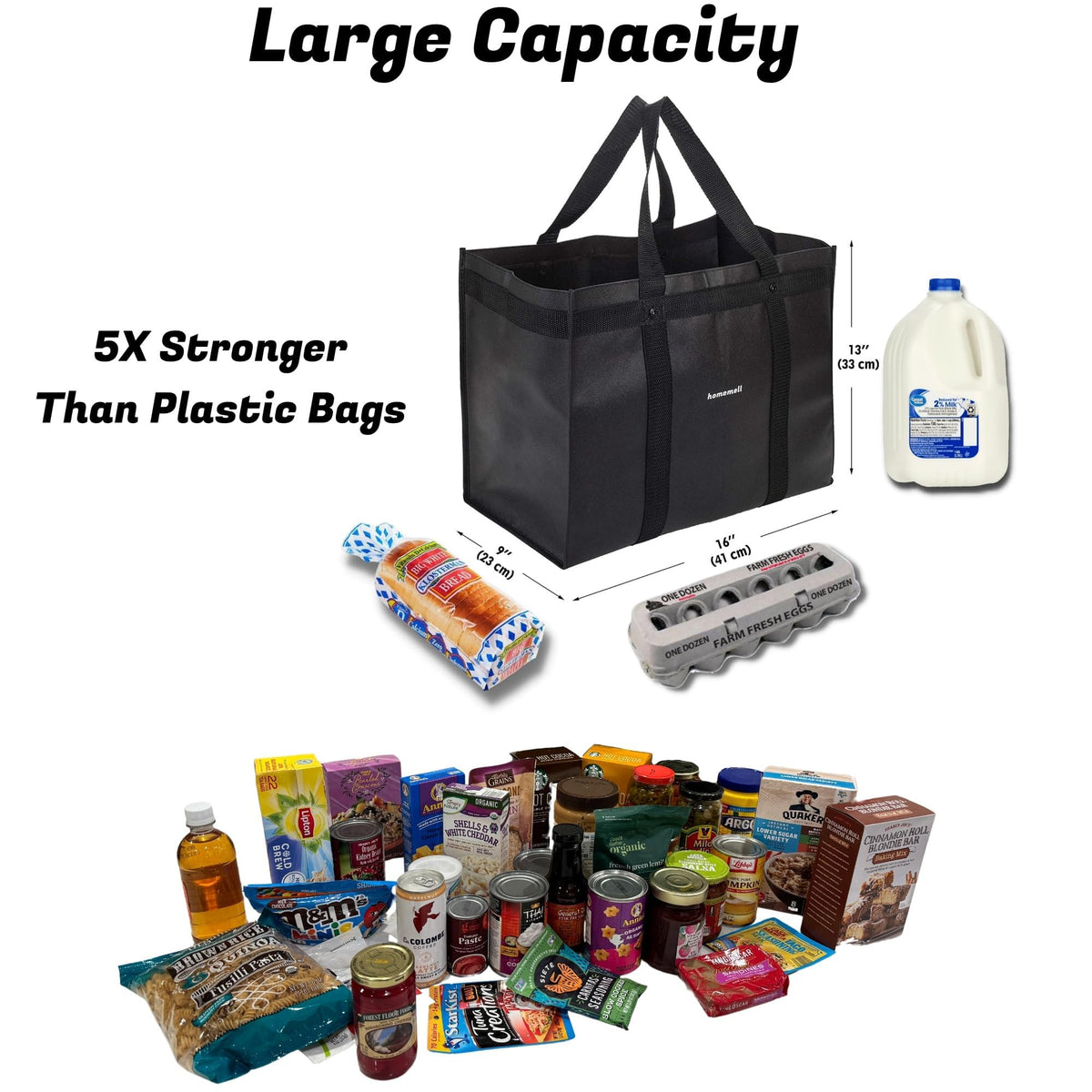 Homemell sturdy bags simplify shopping and transport on picnics and trips.