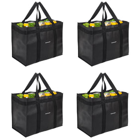 Homemell heavy-duty reusable grocery bags with full-wrap handles for even weight distribution.