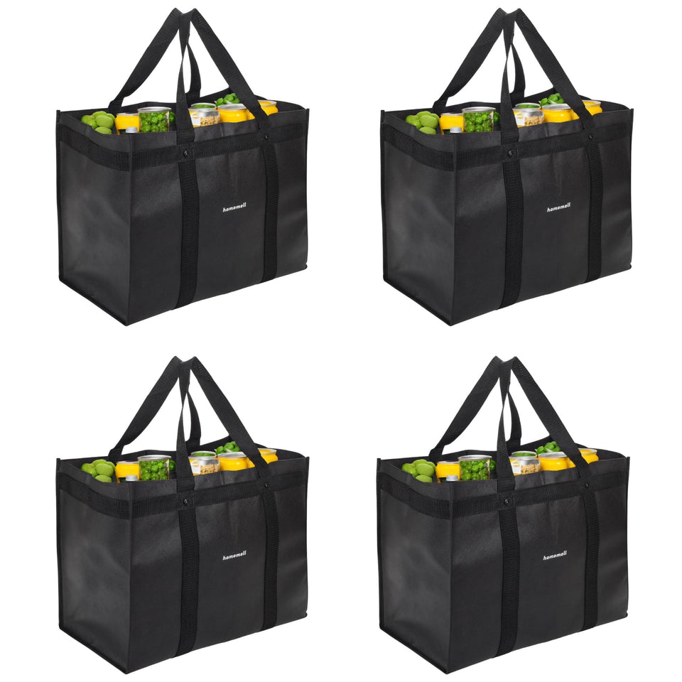 Homemell heavy-duty reusable grocery bags with full-wrap handles for even weight distribution.