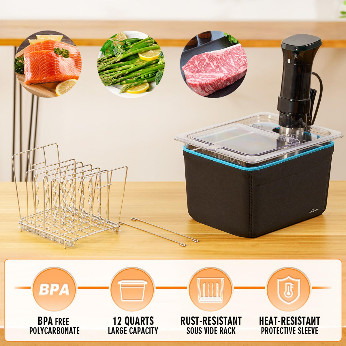 HOMENOTE BPA-free polycarbonate container offers clear visibility for monitoring