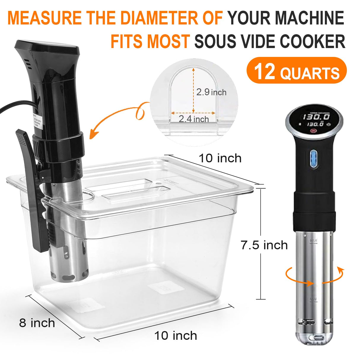 HOMENOTE lid with pre-cut holes demonstrates compatibility with popular sous vide devices