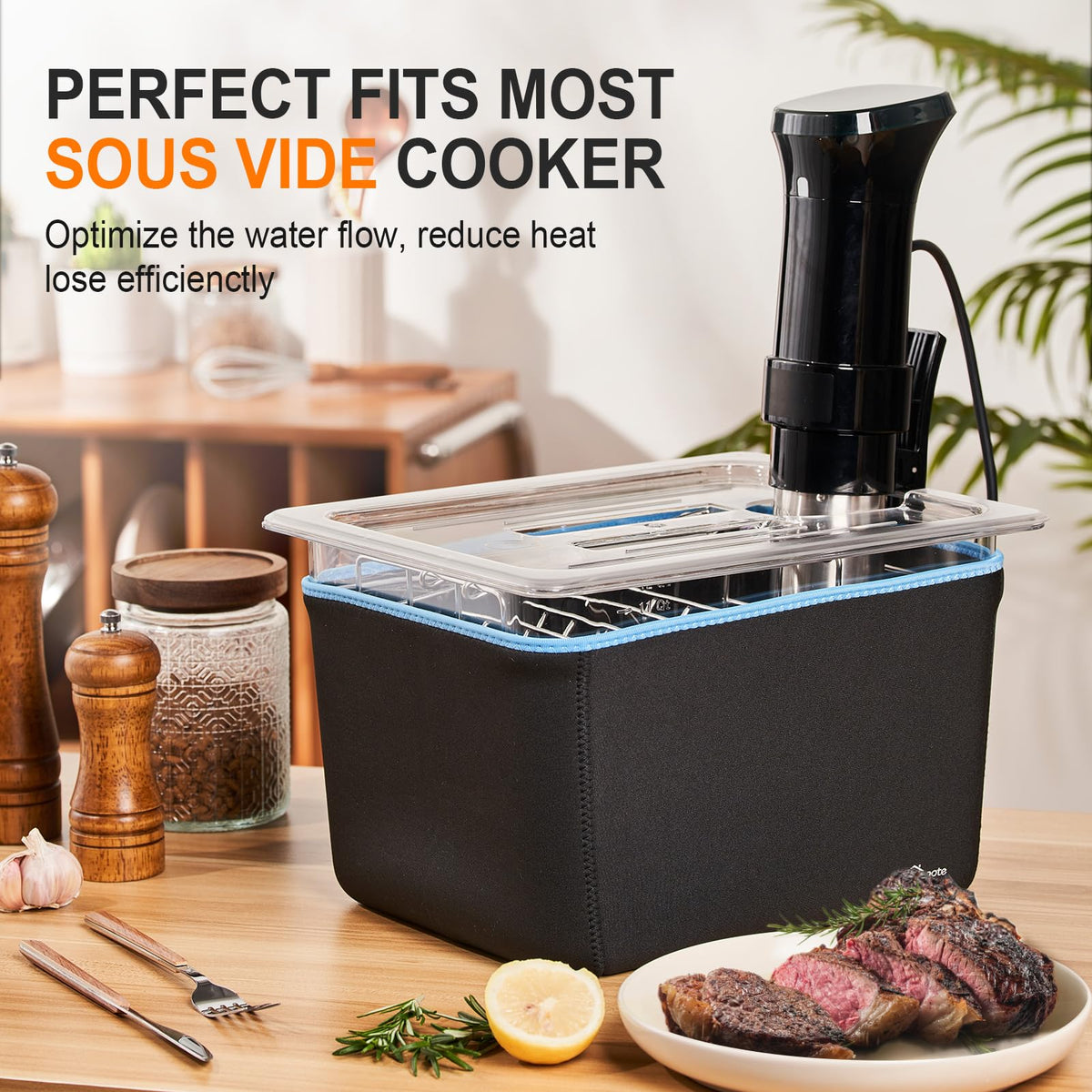 HOMENOTE 304 stainless steel sous vide rack keeps bags submerged for even circulation