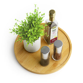 Homerays 10-inch bamboo Lazy Susan turntable for easy pantry access.