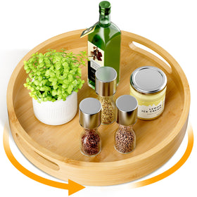 Homerays Lazy Susan 12-inch turntable with 360-degree reach for convenient cabinet access.