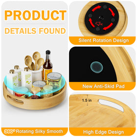 Homerays Bamboo Lazy Susan fits pantry, fridge, or bathroom storage.