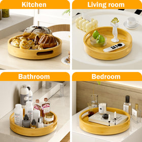 Homerays Lazy Susan with double handles for easy lifting and repositioning.
