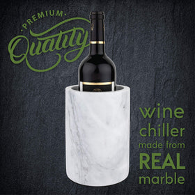 Homeries marble wine chiller bucket empty shows smooth stone finish.