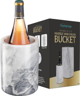 Homeries marble wine chiller bucket front view enhances table elegance while cooling bottles.