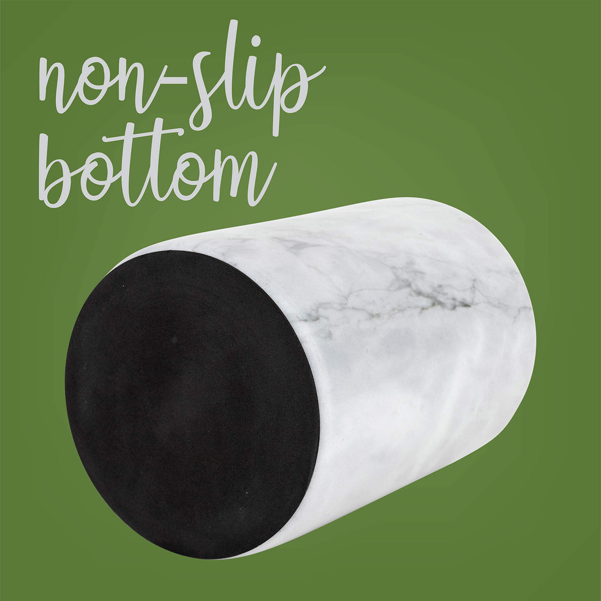 Homeries marble wine chiller bucket repurposed as utensil holder.