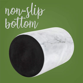 Homeries marble wine chiller bucket repurposed as utensil holder.