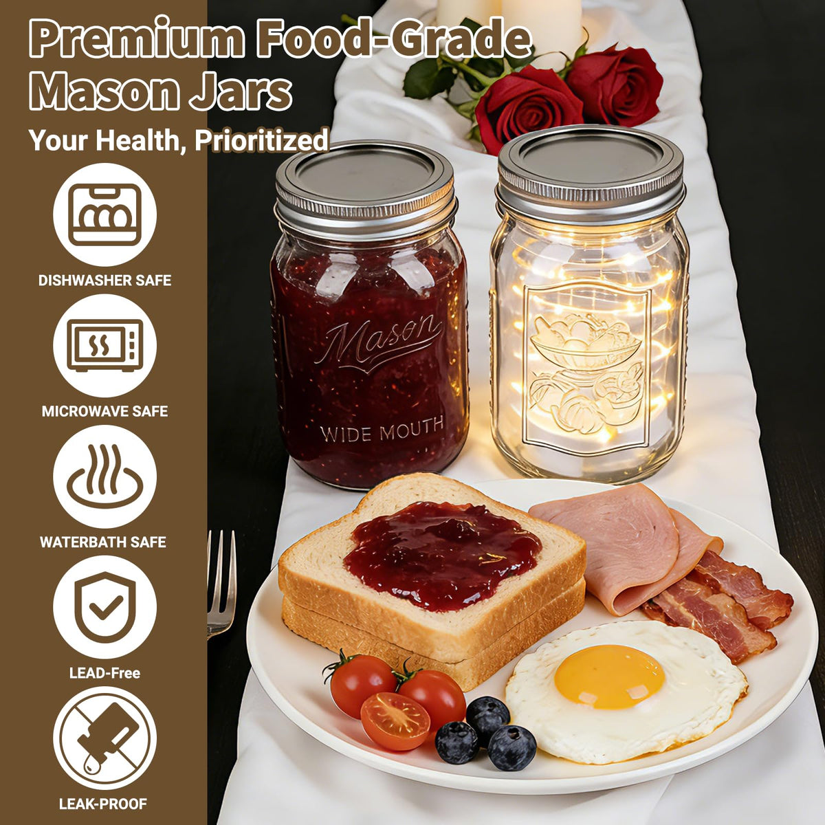 Homerove airtight two-piece lids help seal flavors.