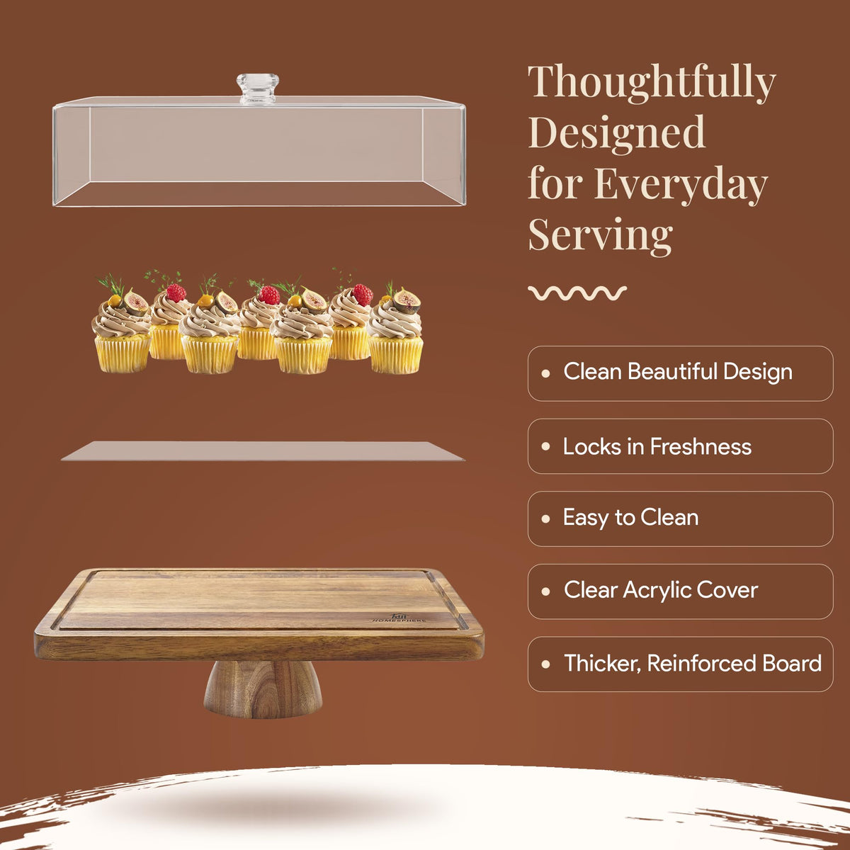 HOMESPHERE acacia wood food cover protecting dishes cleanly