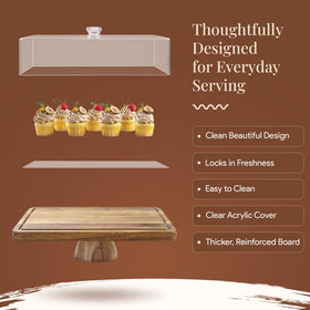 HOMESPHERE acacia wood food cover protecting dishes cleanly