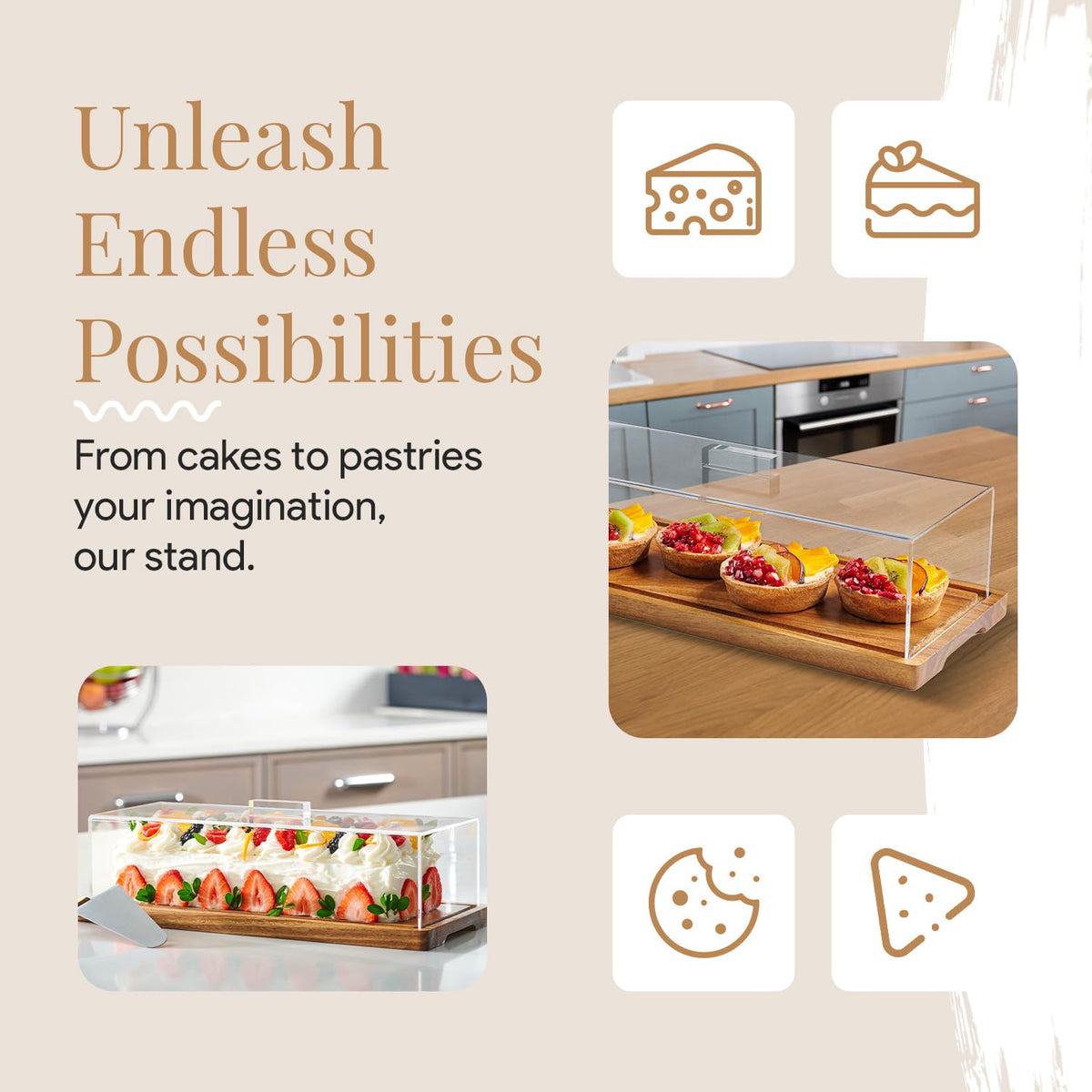 Homesphere bread and pastry display with lid for tidy storage