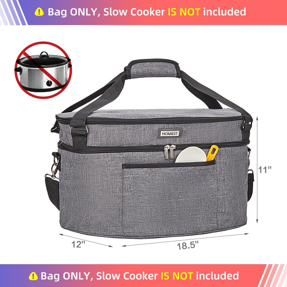 HOMEST front-pocket design keeps utensils and recipes within reach.