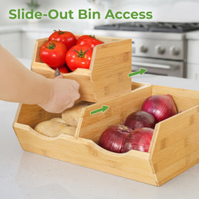 HOMESTEAD onion storage bin promotes airflow and easy reach.