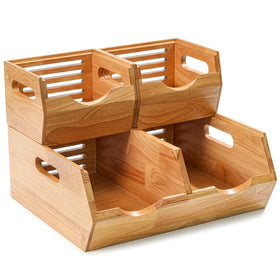 HOMESTEAD large stackable wood bin with solid construction and natural finish.