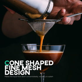 Homestia 304 stainless steel strainer over a glass for clean, residue-free drinks.
