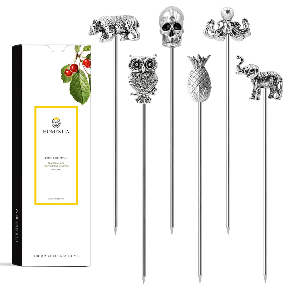 Homestia stainless steel cocktail picks 4.7 inch length for olives and cherries