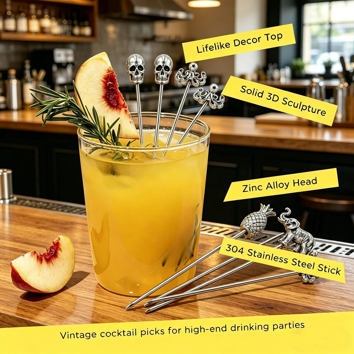 Homestia versatile garnish picks for Bloody Mary, fruit, or charcuterie