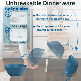 Homestockplus flat-bottom stackable design bowls save cabinet space.