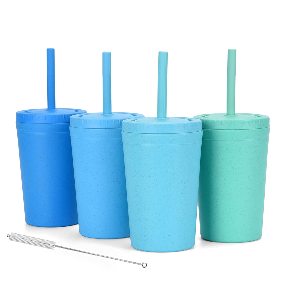 Homestockplus reusable wheat straw cups with lid and straws for eco-friendly family drinking
