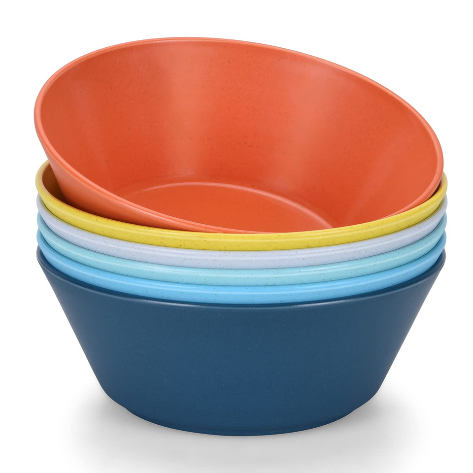 Homestockplus unbreakable bowls set of 6 with 32 oz capacity for family meals.