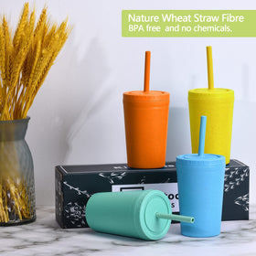 Homestockplus wheat straw cups in 4 colors, stylish eco-friendly set