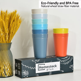Homestockplus wheat straw fiber cups close-up highlighting natural, eco-friendly material.