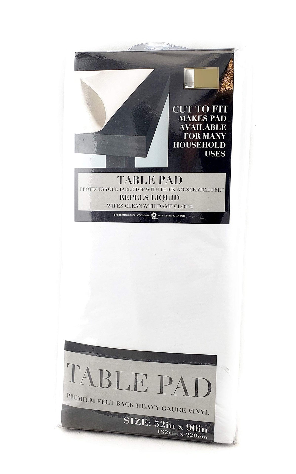 Homestyle table pad cut to fit edges for precise protection.
