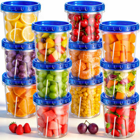 HOMETALL 12-pack freezer containers with blue twist lids for organized meal prep