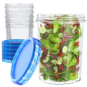 HOMETALL 32oz freezer container with clear bottom and blue twist lid, ideal for meal prep.